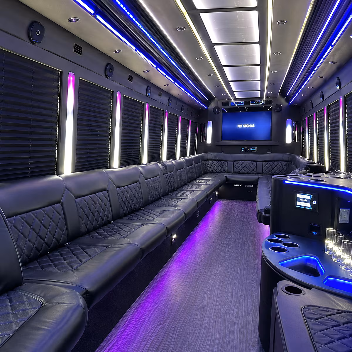 lubbock 30 passenger party bus inside